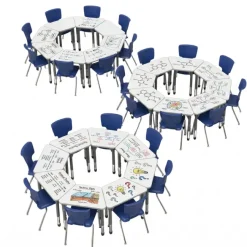 Marco Group Classroom Set - Premier Trapezoid Dry Erase Desks & Premier Chairs Package^ Desk & Chair Packages|Classroom Desks & Chairs