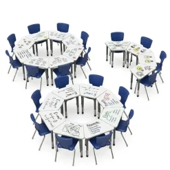 Marco Group Classroom Set - Premier Trapezoid Dry Erase Desks & Premier Chairs Package^ Desk & Chair Packages|Classroom Desks & Chairs