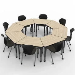 Marco Group Classroom Set - Premier Trapezoid Desks & Apex Chairs Package^ Desk & Chair Packages|Classroom Desks & Chairs