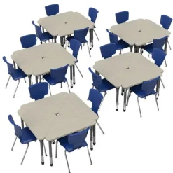 Marco Group Classroom Set - Premier Triangle Desks & Premier Chairs Package^ Desk & Chair Packages|Classroom Desks & Chairs