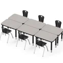 Tesco Classroom Set - 6 Rectangle Synergy Student Desks and Stack Chairs^ Desk & Chair Packages|Classroom Desks & Chairs
