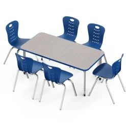 Tesco Classroom Set - Rectangle Synergy Table with 6 Stack Chairs^ Activity Tables & Chairs|Activity Table & Chair Packages