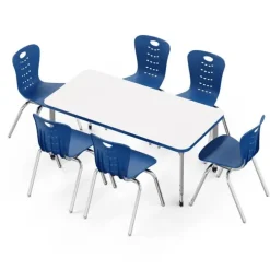 Tesco Classroom Set - Rectangle Synergy Table with 6 Stack Chairs^ Activity Tables & Chairs|Activity Table & Chair Packages