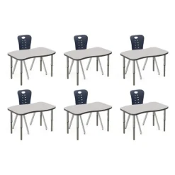 Tesco Classroom Set - 6 Ripple Synergy Student Desks and Stack Chairs^ Desk & Chair Packages|Classroom Desks & Chairs