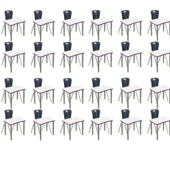 Tesco Classroom Set - 24 Ryan Synergy Dry Erase Student Desks and Stack Chairs^ Desk & Chair Packages|Classroom Desks & Chairs
