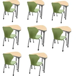 Marco Group Classroom Set - 8 Single Chevron Desks & Chairs^ Collaborative Desks|Desk & Chair Packages