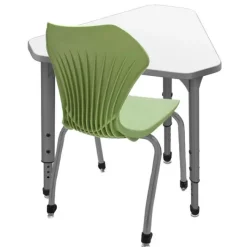 Marco Group Classroom Set - 6 Single Student Gem Dry Erase Apex Desks & 6 Apex Stack Chairs (18'' 5th-Adult)^ Dry Erase Desks