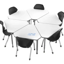 Marco Group Classroom Set- 24 Single Student Gem Dry Erase Apex Desks & 24 Apex Stack Chairs (18'' H 5th-Adult)^ Dry Erase Desks