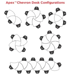 Marco Group Classroom Set - 24 Student Chevron Dry Erase Apex Desks & 24 Apex Stack Chairs (18'' H -5th-Adult)^ Dry Erase Desks