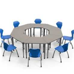Marco Group Classroom Set- 8 Trapezoid Desks & Apex Chairs^ Desk & Chair Packages|Classroom Desks & Chairs