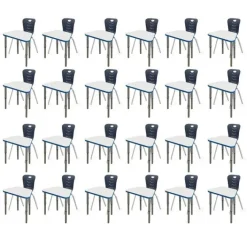Tesco Classroom Set - 24 Trapezoid Synergy Dry Erase Synergy Student Desks and Stack Chairs^ Desk & Chair Packages|Classroom Desks & Chairs