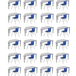 Tesco Classroom Set - 24 Trapezoid Synergy Student Desks and Stack Chairs^ Desk & Chair Packages|Classroom Desks & Chairs