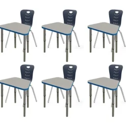 Tesco Classroom Set - 6 Trapezoid Synergy Student Desks and Stack Chairs^ Desk & Chair Packages|Classroom Desks & Chairs