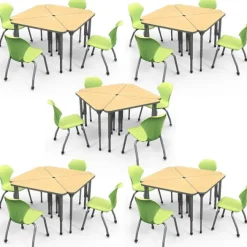 Marco Group Classroom Set- 20 Triangle Desks & Apex Chairs^ Desk & Chair Packages|Classroom Desks & Chairs