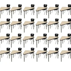 Tesco Classroom Set - 24 Triangle Synergy Student Desks and Stack Chairs^ Desk & Chair Packages|Classroom Desks & Chairs