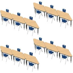 Tesco Classroom Set - 24 Triangle Synergy Student Desks and Stack Chairs^ Desk & Chair Packages|Classroom Desks & Chairs
