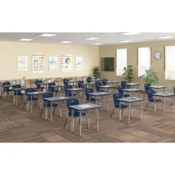 Correll a Height Adjustable Collaborative Desk Package w/ 6 Rectangle Desks & 6 Chairs^ Desk & Chair Packages|Classroom Desks & Chairs