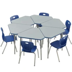 Correll a Height Adjustable Collaborative Desk Package w/ 6 Diamond Desks & 6 Chairs^ Desk & Chair Packages|Classroom Desks & Chairs