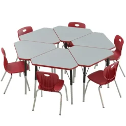 Correll a Height Adjustable Collaborative Desk Package w/ 6 Diamond Desks & 6 Chairs^ Desk & Chair Packages|Classroom Desks & Chairs
