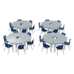 Correll a Height Adjustable Collaborative Desk Package w/ 24 Diamond Desks & 24 Chairs^ Desk & Chair Packages|Classroom Desks & Chairs