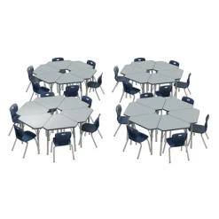 Correll a Height Adjustable Collaborative Desk Package w/ 24 Diamond Desks & 24 Chairs^ Desk & Chair Packages|Classroom Desks & Chairs