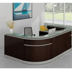 OfficeSource Cosmo Collection Curved Reception Typical (3-Unit)^ Reception Desks