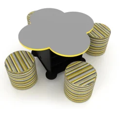 CEF Creation Cube Storage Table with Perch Circle Soft Seating Package - Clover^ Activity Table & Chair Packages|Activity Tables & Chairs