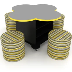 CEF Creation Cube Storage Table with Perch Circle Soft Seating Package - Clover^ Activity Table & Chair Packages|Activity Tables & Chairs