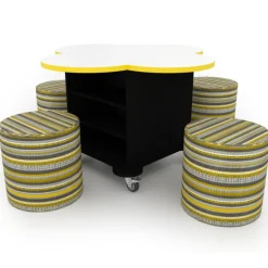 CEF Creation Cube Storage Table with Perch Circle Soft Seating Package - Clover^ Activity Table & Chair Packages|Activity Tables & Chairs