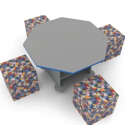 CEF Creation Cube Storage Table with Perch Square Soft Seating Package - Octagon^ Activity Table & Chair Packages|Activity Tables & Chairs