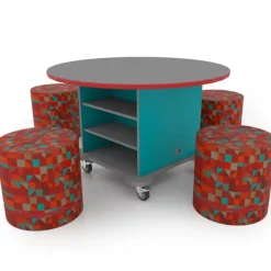 CEF Creation Cube Storage Table with Perch Circle Soft Seating Package - Round^ Activity Table & Chair Packages|Activity Tables & Chairs