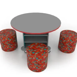 CEF Creation Cube Storage Table with Perch Circle Soft Seating Package - Round^ Activity Table & Chair Packages|Activity Tables & Chairs