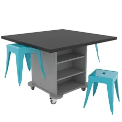 CEF Creation Cube Storage Work Tables with Stools^ Makerspace Stem Packages