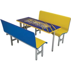 AmTab Customizable Booth Seating Cafeteria Table Unit (60'' W x 72'' L)^ New- Custom Logo Cafeteria Tables