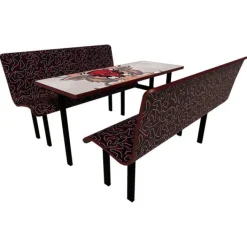 AmTab Customizable Booth Seating Cafeteria Table Unit (60'' W x 72'' L)^ New- Custom Logo Cafeteria Tables
