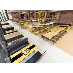 AmTab Customizable Booth Seating Cafeteria Table Unit (48'' W x 72'' L)^ New- Custom Logo Cafeteria Tables