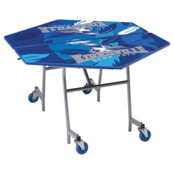 AmTab Customizable Mobile Cafeteria Table - 48'' Hexagonal^ New- Custom Logo Cafeteria Tables