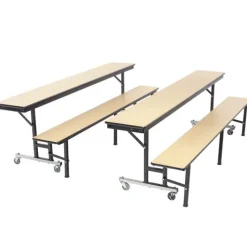AmTab Customizable Mobile Cafeteria Convertible Bench Table - (7' L)^ New- Custom Logo Cafeteria Tables