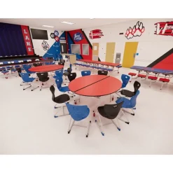 AmTab Customizable Mobile Cafeteria Table - 72'' Oval^ New- Custom Logo Cafeteria Tables
