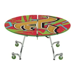 AmTab Customizable Mobile Cafeteria Table - 48'' Round^ New- Custom Logo Cafeteria Tables