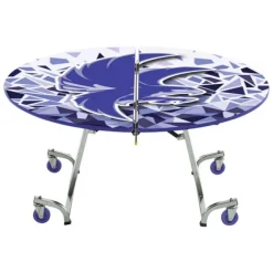 AmTab Customizable Mobile Cafeteria Table - 72'' Round^ New- Custom Logo Cafeteria Tables