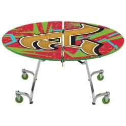 AmTab Customizable Mobile Cafeteria Table - 72'' Round^ New- Custom Logo Cafeteria Tables