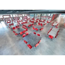 AmTab Customizable Mobile Cafeteria Table - 60'' Square^ New- Custom Logo Cafeteria Tables