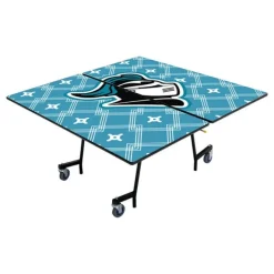 AmTab Customizable Mobile Cafeteria Table - 60'' Square^ New- Custom Logo Cafeteria Tables