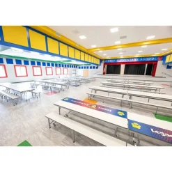 AmTab Customizable Mobile Cafeteria Convertible Bench Table - (6' L)^ New- Custom Logo Cafeteria Tables