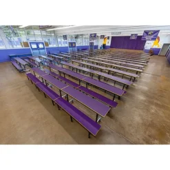 AmTab Customizable Mobile Cafeteria Convertible Bench Table - (6' L)^ New- Custom Logo Cafeteria Tables