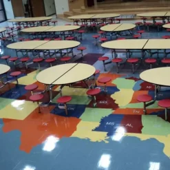 AmTab Customizable Mobile Cafeteria Table with Stools (60