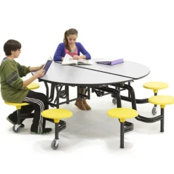 AmTab Customizable Mobile Cafeteria Table with Stools (60