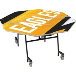 AmTab Customizable Mobile Cafeteria Table - 60'' Octagonal^ New- Custom Logo Cafeteria Tables
