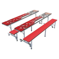 AmTab Customizable Mobile Cafeteria Convertible Bench Table - (8' L)^ New- Custom Logo Cafeteria Tables